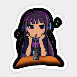 Coffee Shop Girl - Lo-Fi Music Headphones - Relax & Study Sticker